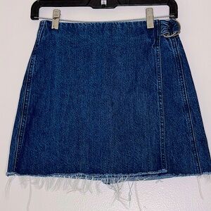 Madewell Cutoff Denim Wrap Mini Skirt